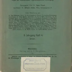 כריכת Zentralblatt für Psychoanalyse, כרך 2, חוברת 4 (ויסבאדן: J. F. Bergmann, ינואר 1912), בעריכת זיגמונד פרויד ווילהלם שטקל – החוברת שבה ראה אור לראשונה המאמר "על הדינמיקה של ההעברה"