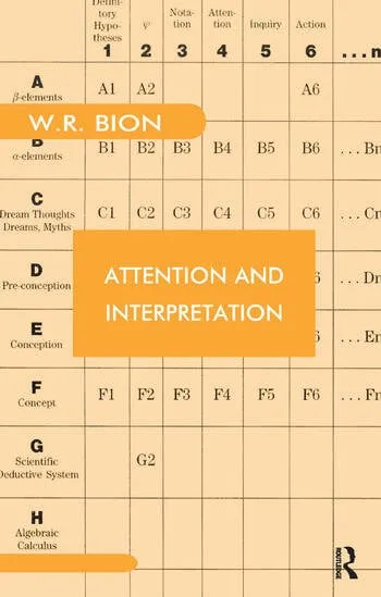 Cover of the Maresfield Library paperback of Wilfred Bion's Attention and Interpretation (Routledge, 1984)
