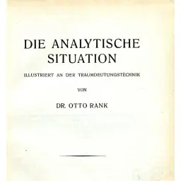 Title page of Volume I of Otto Rank's Technik der Psychoanalyse, Die analytische Situation, illustriert an der Traumdeutungstechnik (Leipzig and Vienna: Franz Deuticke, 1926)