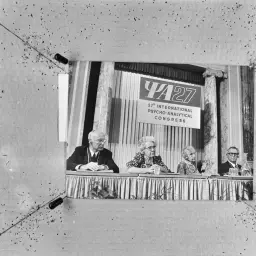 Jeanne Lampl-de Groot (second from left) with Van de Leeuw, Anna Freud and Leo Rangell at the 27th International Psychoanalytical Congress, Vienna, 28 July 1971; photograph by Fritz Basch for Anefo